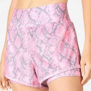 fabletics pink snake print shorts size small